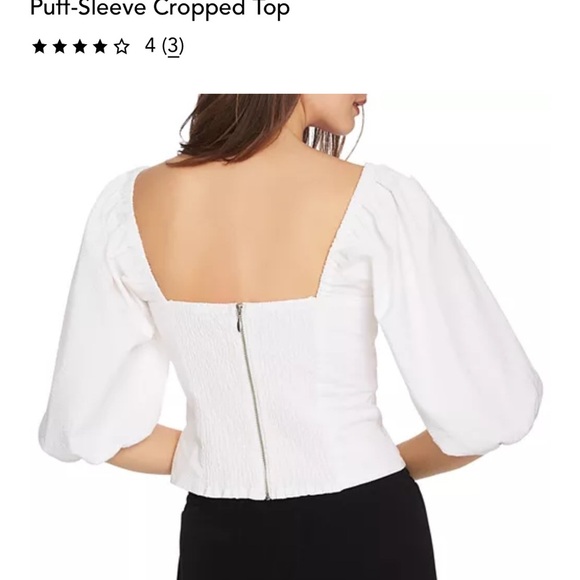 1. State White Puff Sleeve Crop Top - Picture 2 of 6
